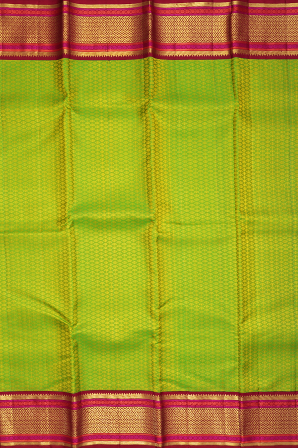 Kanchipuram Silk Saree In Lime Green With Jacquard Pattern
