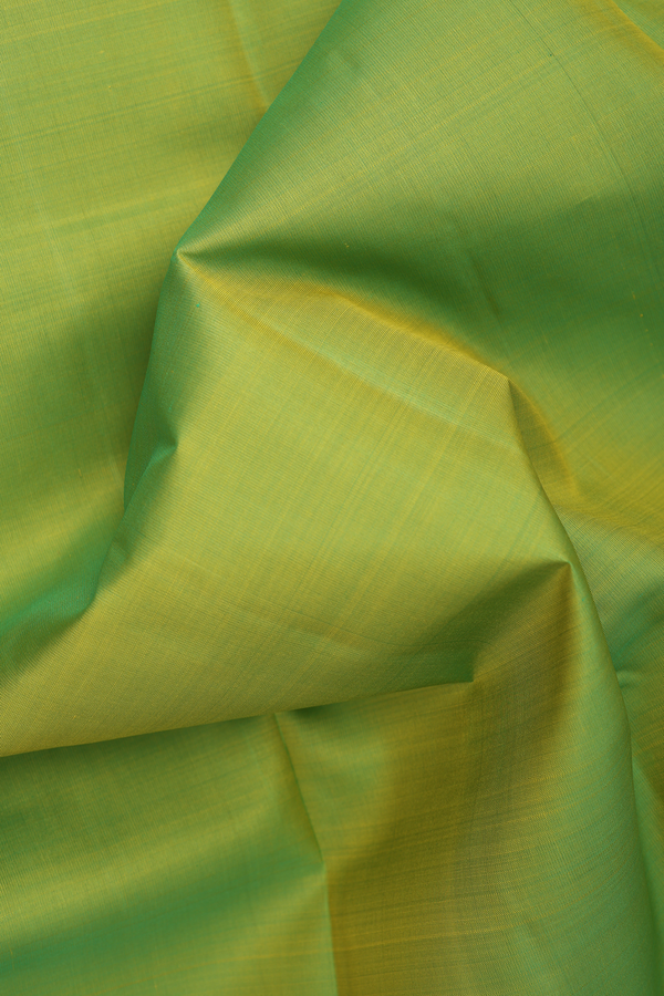 Kanchipuram Silk Saree In Lime Green With Paisley Border