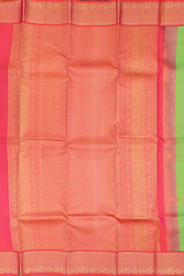 Kanchipuram Silk Saree In Lime Green With Paisley Buttas