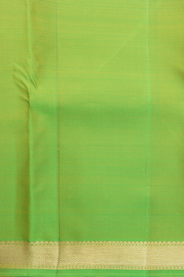 Kanchipuram Silk Saree In Lime Green With Parrot Motifs