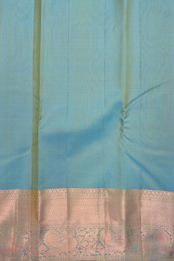 Kanchipuram Silk Saree In Lime Green With Peacock Buttas