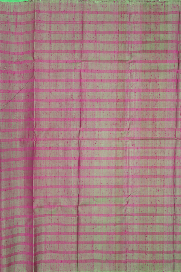 Kanchipuram Silk Saree In Lime Green With Self Stripes Design