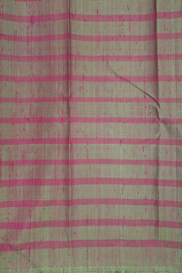 Kanchipuram Silk Saree In Lime Green With Self Stripes Design