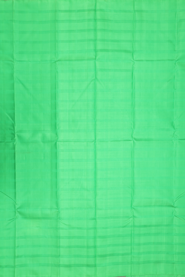 Kanchipuram Silk Saree In Lime Green With Self Stripes Design