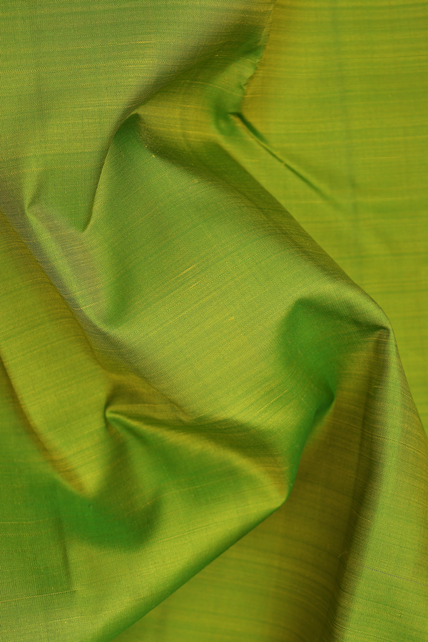 Kanchipuram Silk Saree In Lime Green With Korvai Border