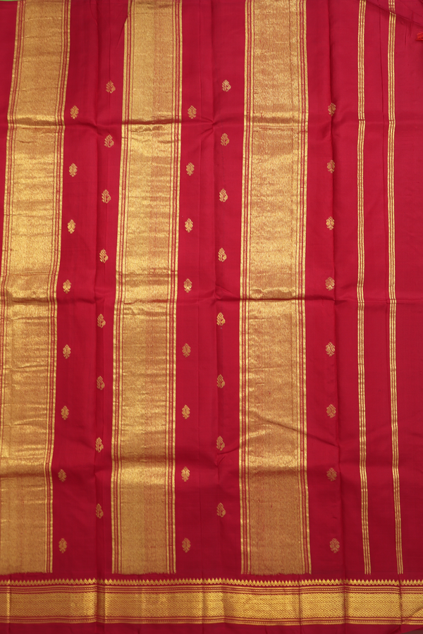 Kanchipuram Silk Saree In Lime Green With Zari Buttas