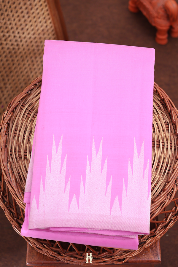 Kanchipuram Silk Saree In Lotus Pink Temple Border
