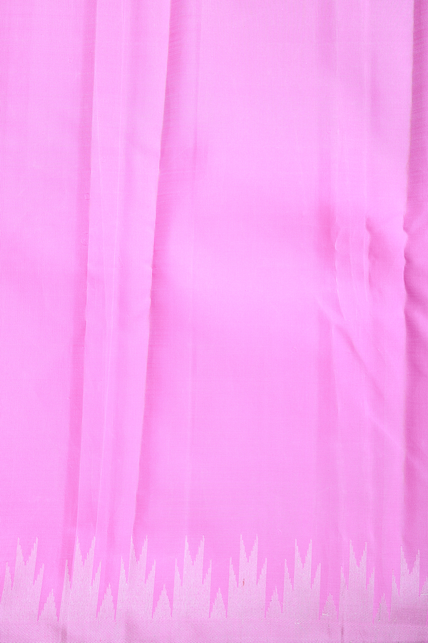 Kanchipuram Silk Saree In Lotus Pink Temple Border