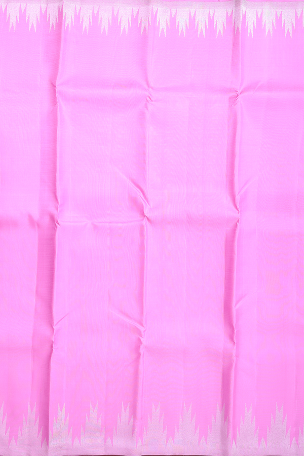 Kanchipuram Silk Saree In Lotus Pink Temple Border