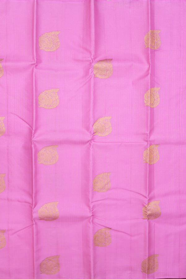 Kanchipuram Silk Saree In Lotus Pink With Checks Design