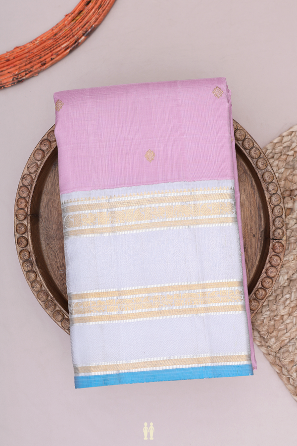 Kanchipuram Silk Saree In Lotus Pink With Floral Buttas