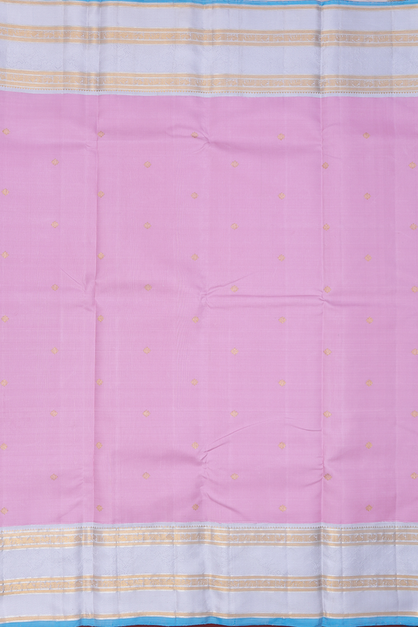 Kanchipuram Silk Saree In Lotus Pink With Floral Buttas