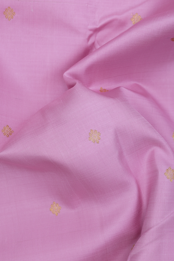 Kanchipuram Silk Saree In Lotus Pink With Floral Buttas