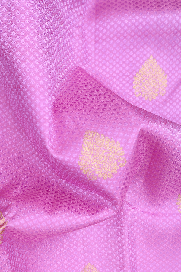 Kanchipuram Silk Saree In Lotus Pink With Jacquard Pattern
