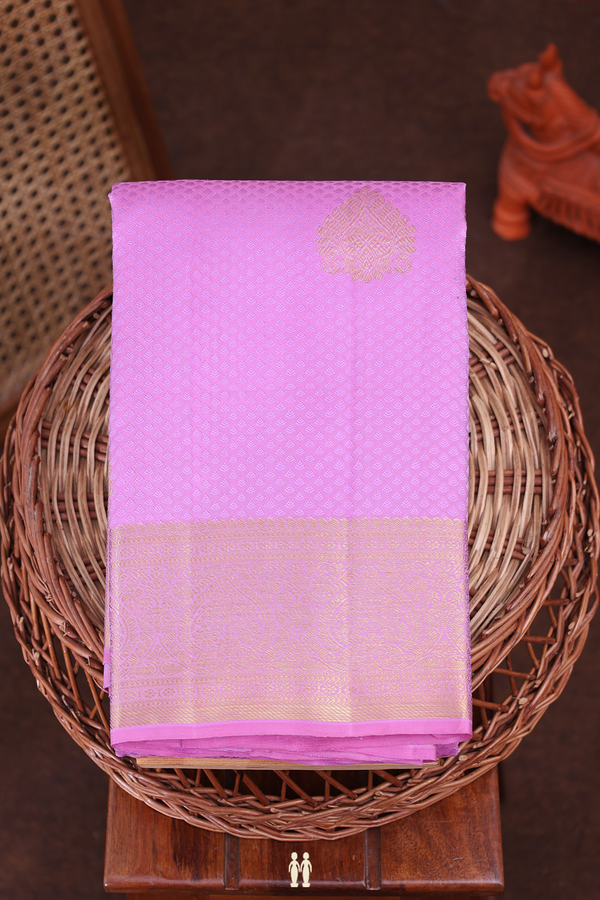 Kanchipuram Silk Saree In Lotus Pink With Jacquard Pattern