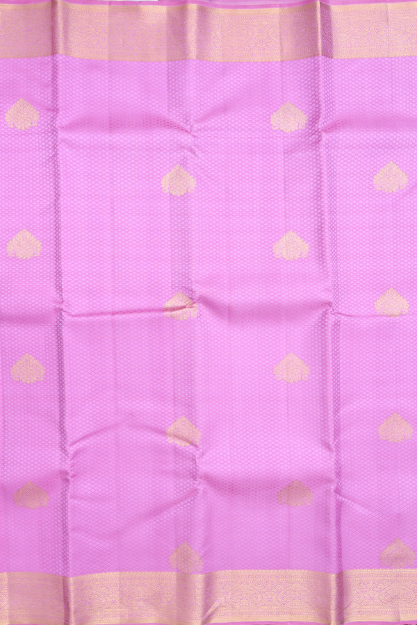 Kanchipuram Silk Saree In Lotus Pink With Jacquard Pattern