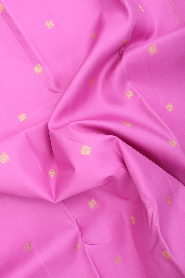 Kanchipuram Silk Saree In Lotus Pink With Peacock Buttas