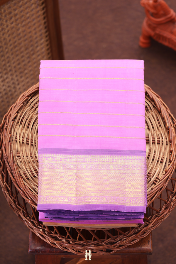 Kanchipuram Silk Saree In Lotus Pink With Stripes Design