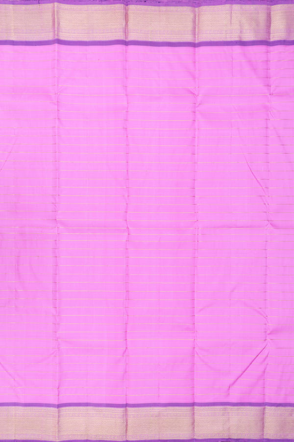 Kanchipuram Silk Saree In Lotus Pink With Stripes Design