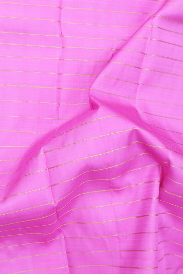 Kanchipuram Silk Saree In Lotus Pink With Stripes Design
