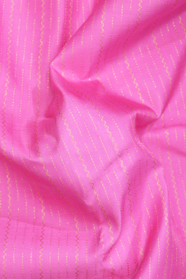 Kanchipuram Silk Saree In Lotus Pink With Stripes Design