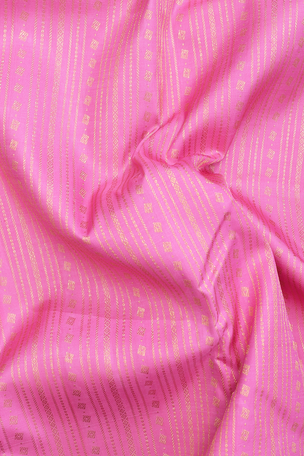 Kanchipuram Silk Saree In Lotus Pink With Stripes Design