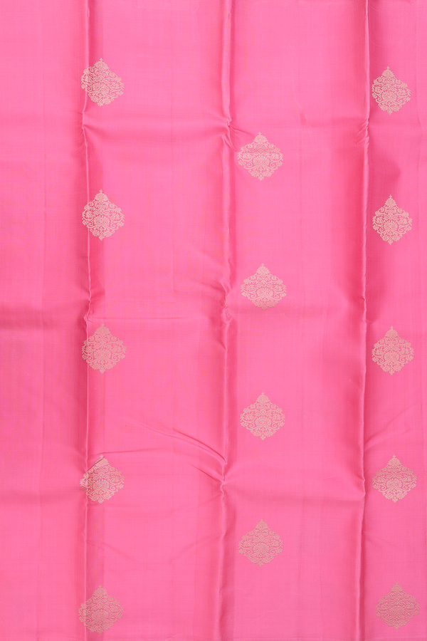 Kanchipuram Silk Saree In Lotus Pink With Zari Motifs