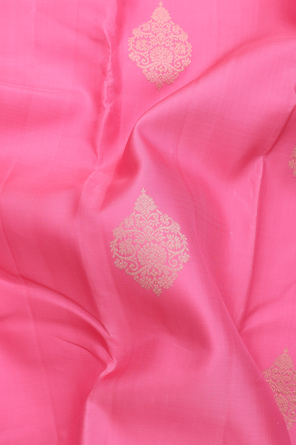 Kanchipuram Silk Saree In Lotus Pink With Zari Motifs
