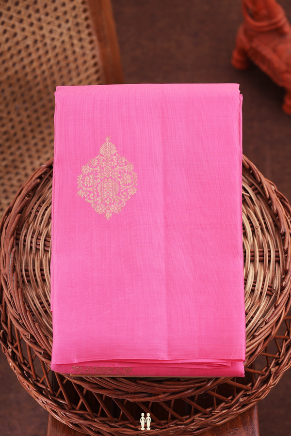 Kanchipuram Silk Saree In Lotus Pink With Zari Motifs