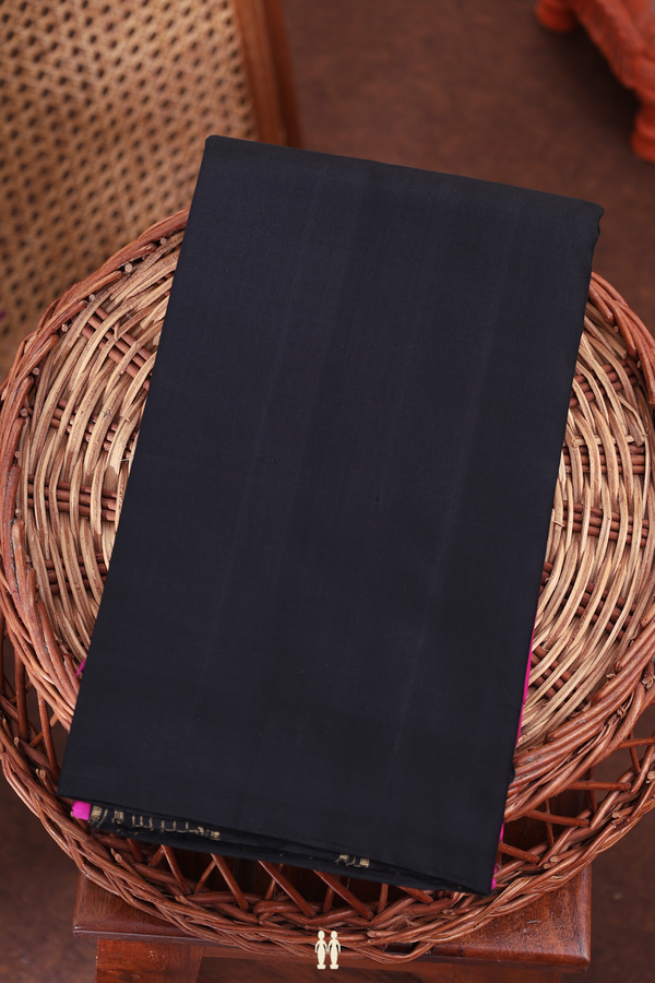 Kanchipuram Silk Saree In Magenta And Black With Half And Half