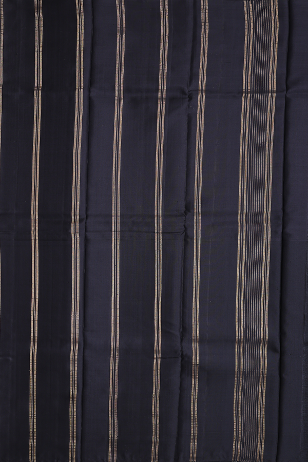 Kanchipuram Silk Saree In Magenta And Black With Half And Half