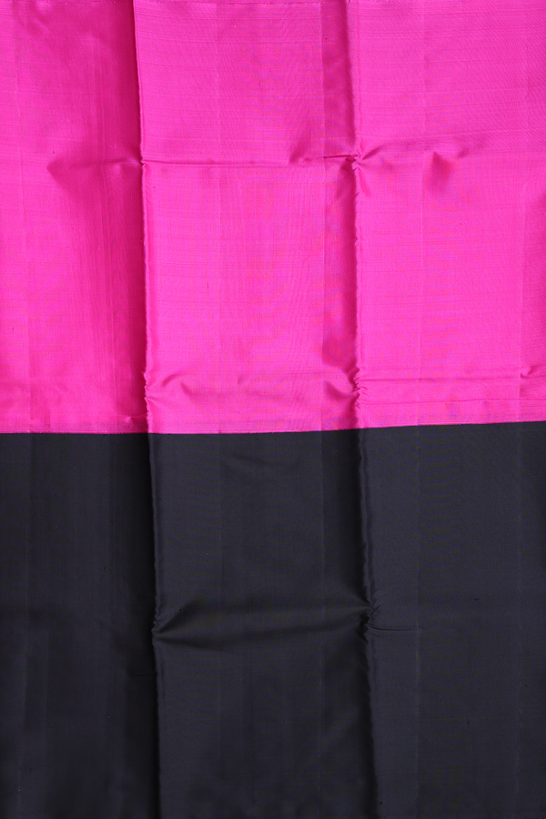 Kanchipuram Silk Saree In Magenta And Black With Half And Half