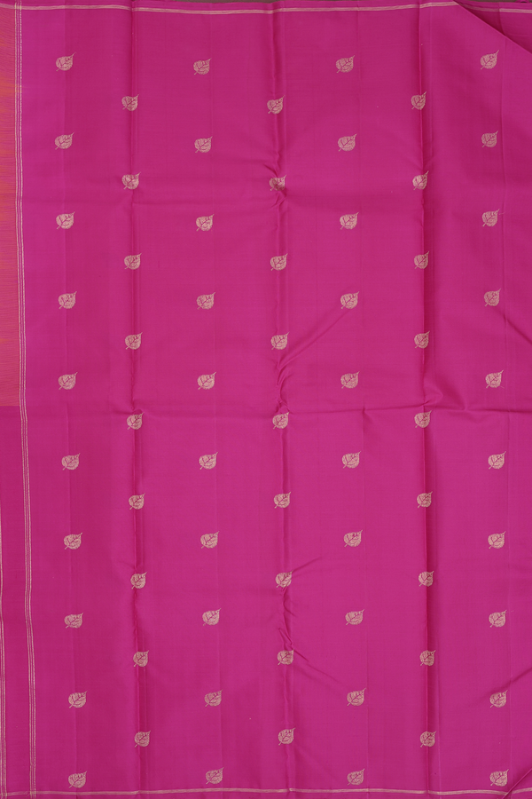 Kanchipuram Silk Saree In Magenta And Pink With Half And Half