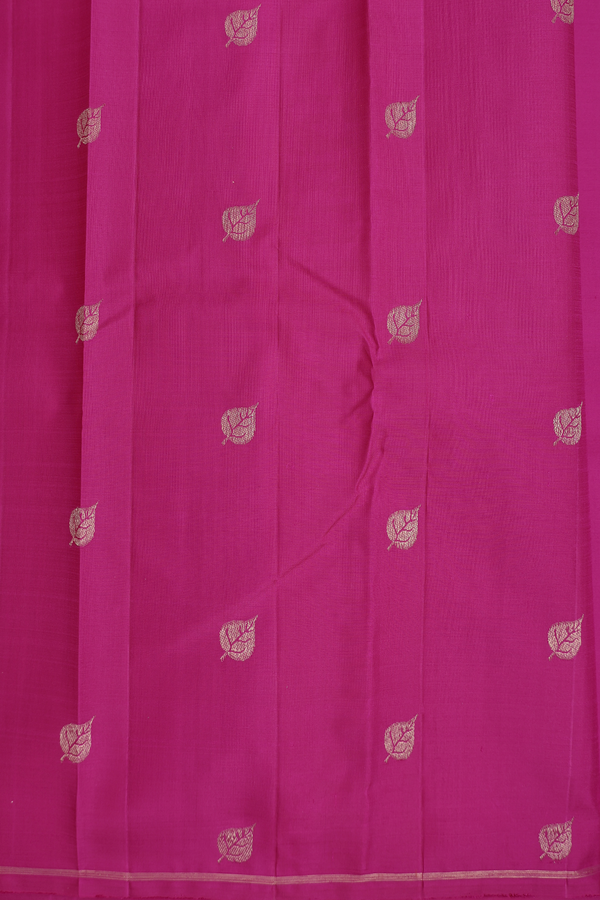 Kanchipuram Silk Saree In Magenta And Pink With Half And Half