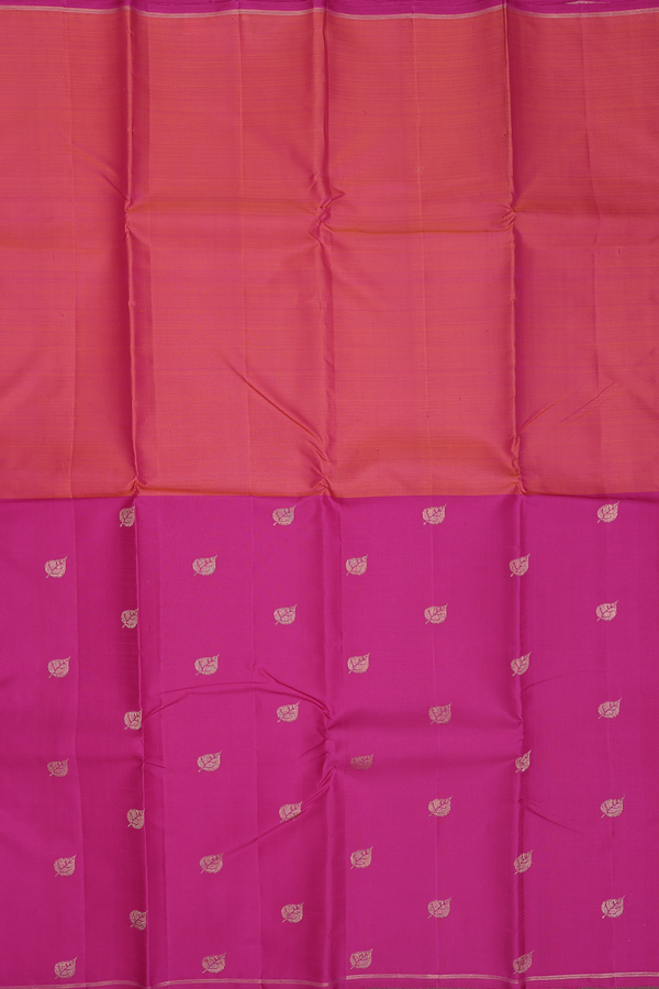 Kanchipuram Silk Saree In Magenta And Pink With Half And Half