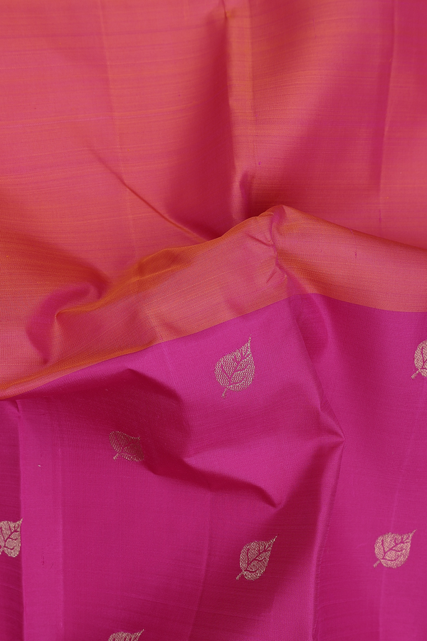 Kanchipuram Silk Saree In Magenta And Pink With Half And Half