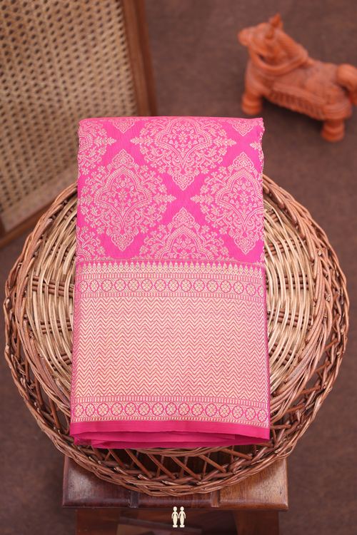 Kanchipuram Silk Saree In Magenta With Brocade Design