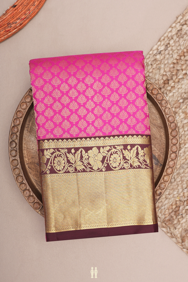 Kanchipuram Silk Saree In Magenta With Brocade Design