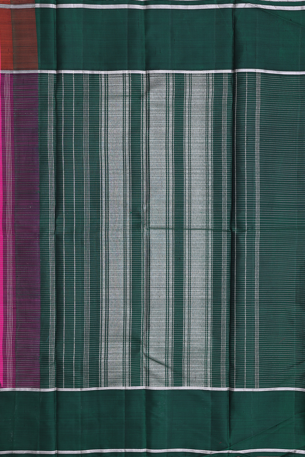 Kanchipuram Silk Saree In Magenta With Checks Design