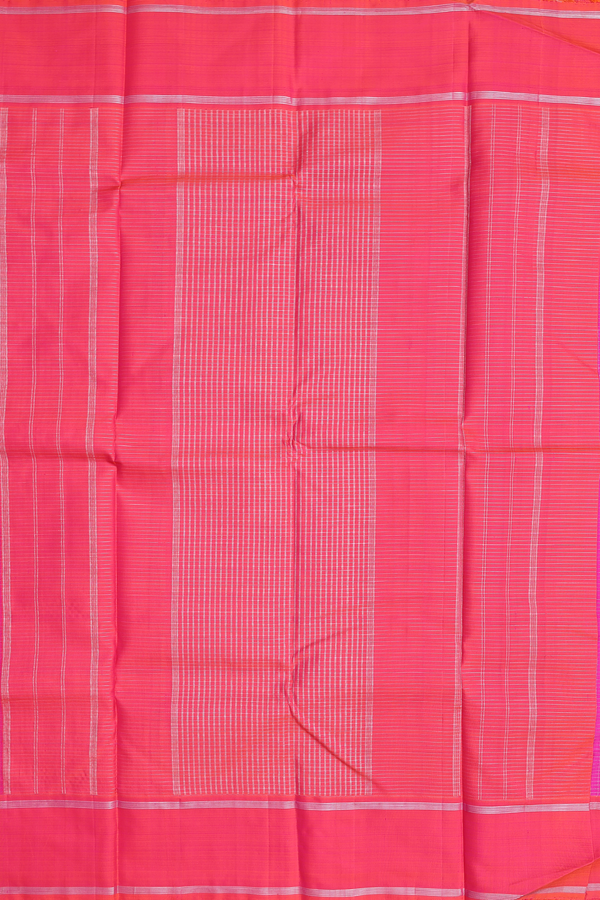Kanchipuram Silk Saree In Magenta With Checks Design