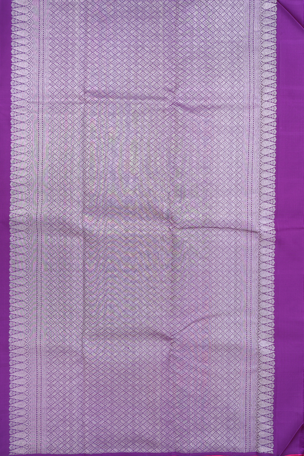 Kanchipuram Silk Saree In Magenta With Checks Design