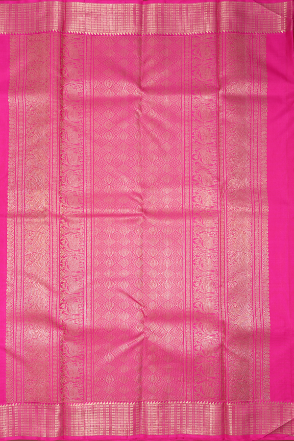 Kanchipuram Silk Saree In Magenta With Checks Design