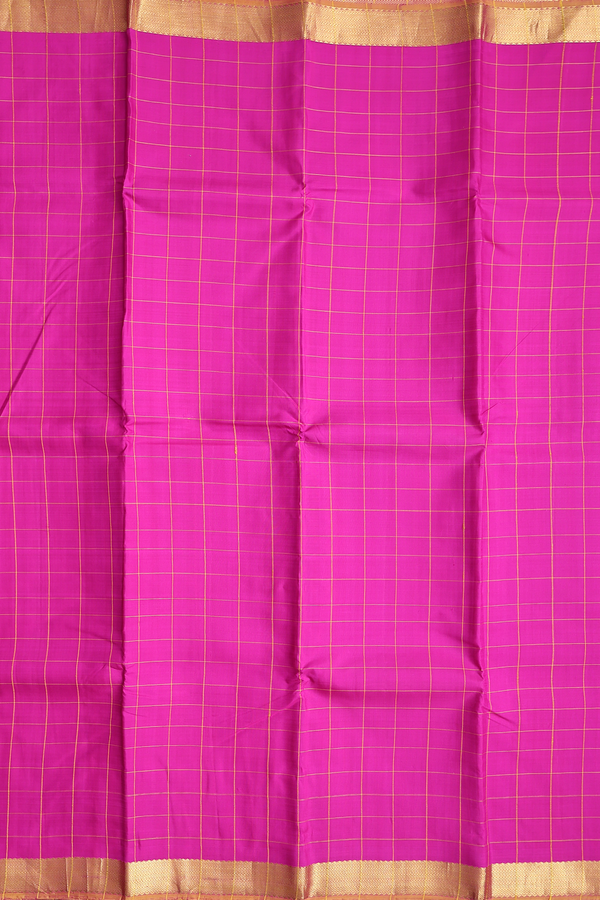Kanchipuram Silk Saree In Magenta With Checks Design