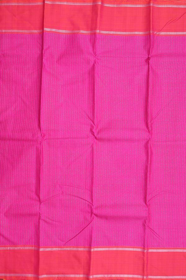 Kanchipuram Silk Saree In Magenta With Checks Design