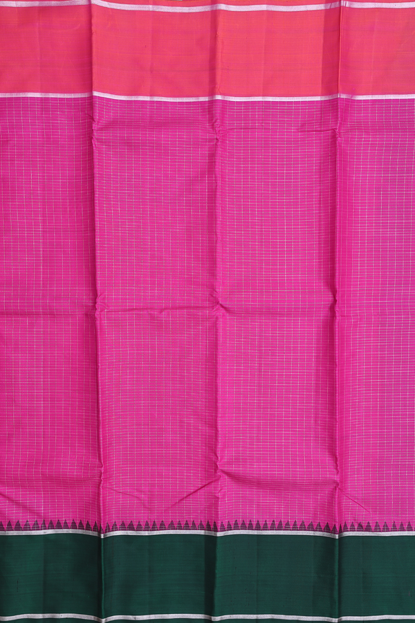 Kanchipuram Silk Saree In Magenta With Checks Design