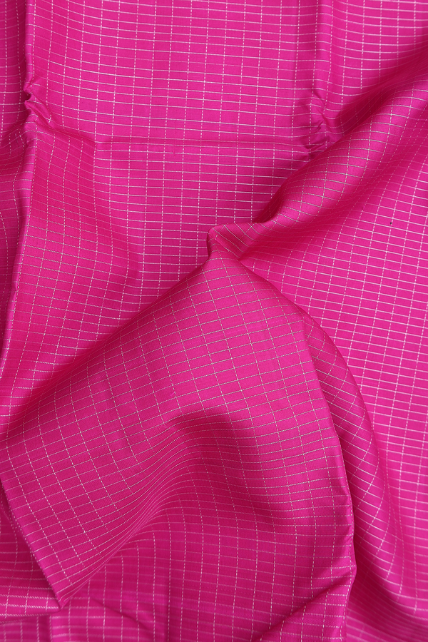 Kanchipuram Silk Saree In Magenta With Checks Design