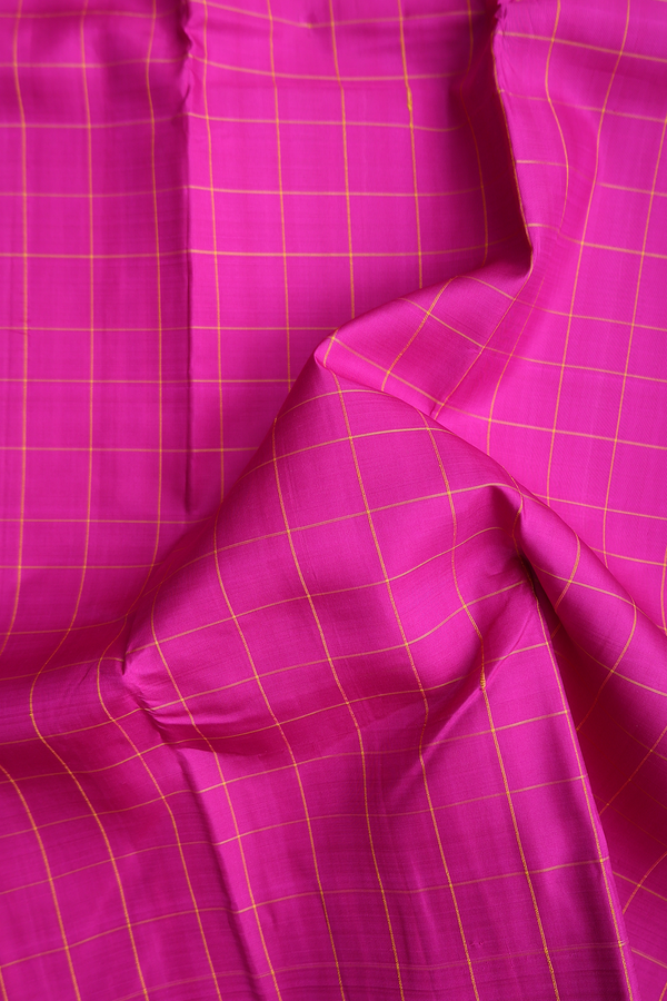 Kanchipuram Silk Saree In Magenta With Checks Design