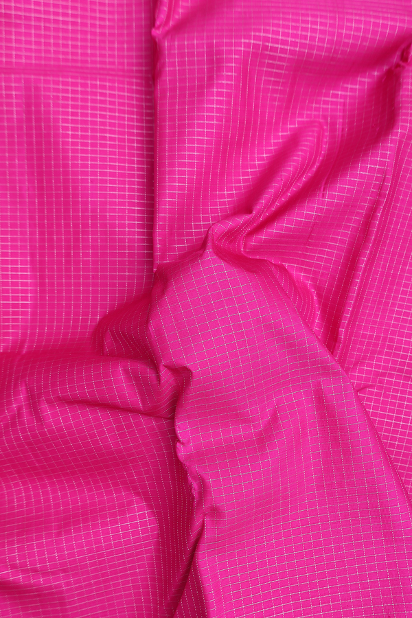 Kanchipuram Silk Saree In Magenta With Checks Design