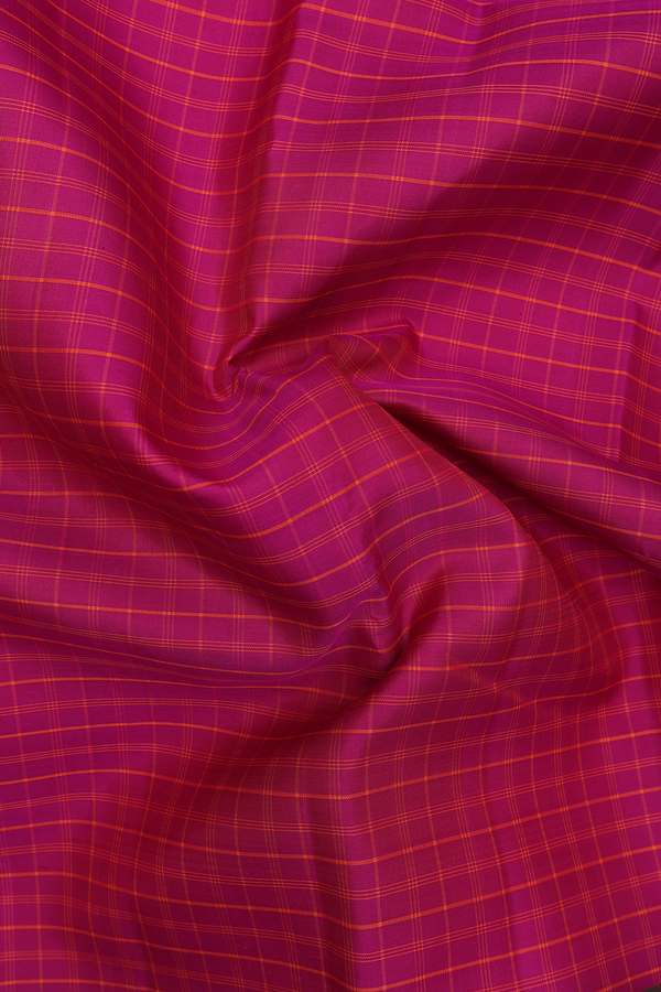 Kanchipuram Silk Saree In Magenta With Checks Design