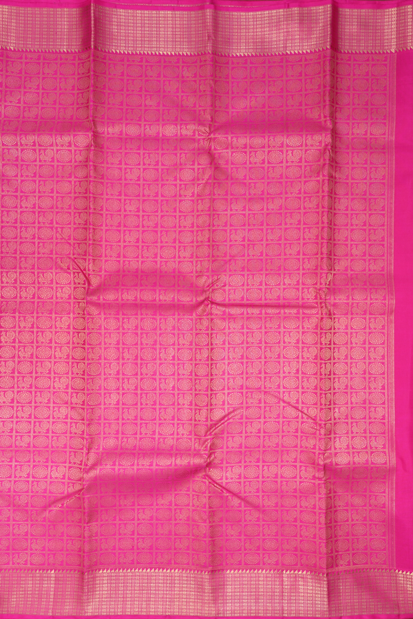 Kanchipuram Silk Saree In Magenta With Checks Design